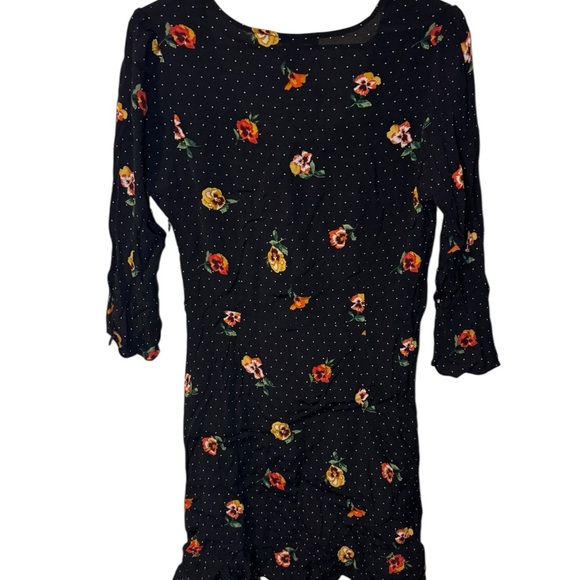 Forever 21 Black Floral Tie Front Dress - Picture 2 of 3